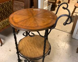 #86 round tea cart on wheels with handle 25x38 $75.00
