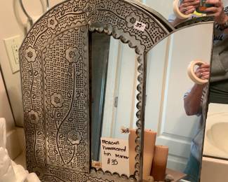 #308 Mexican Hammered Tin Mirror - 18x22x22 $35.00