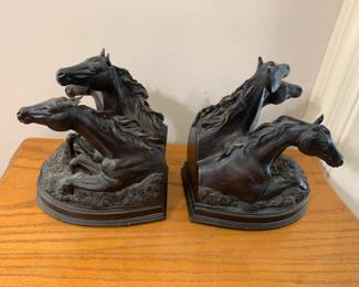 #62 metal look 3 horse book ends 7 inch tall $45.00