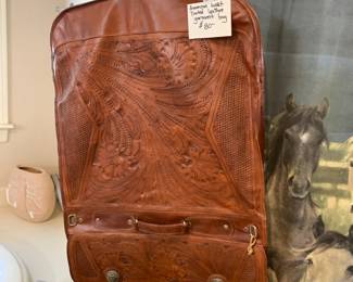 #246 American West Tooled Leather Garment Bag $80.00