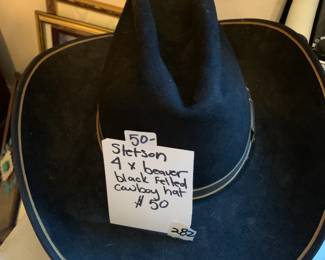 #281 Stetson 4X Beaver Black Felted Cowboy Hat $50.00