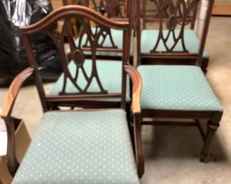 #122 as is table 40x62x32 with 2 legs detached and 5 chairs $150.00