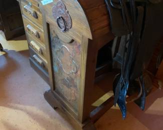 #339 Wood Saddle Stand w/copper front Custom Made 30x22x42 $175.00