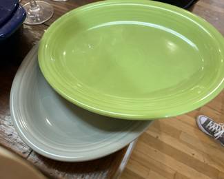 #276 Set of 2 Fiesta Ware Platters - Green and Gray $30.00