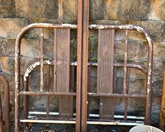 #213 Full Size Iron Bed w/lacy back design w/flowers on it - as is rusty $30.00