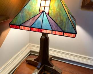 #6 stain glass lamp 23 tall $75.00