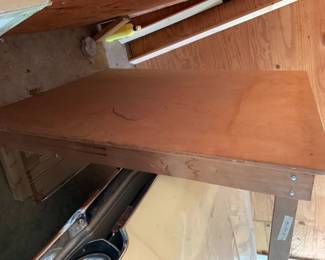 #93 wood school table unfinished 49x59x19 $100.00