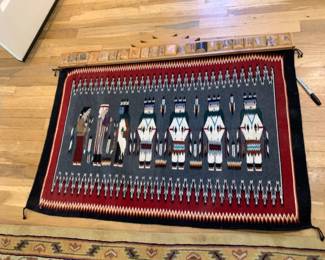 #253 Dhurry Rug on a wood Hanger of Medicine Men - 42x30 $40.00