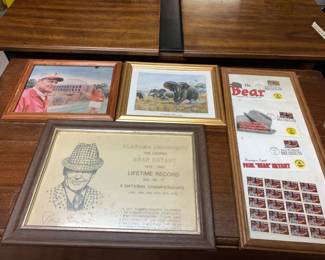 #75 5 bear Bryant Alabama framed items $30.00