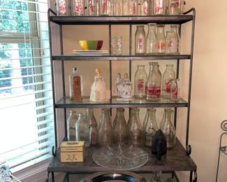 Vintage glass milk bottles and canning jars