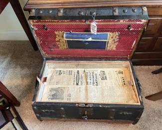 Inside of Antique Wooden Trunk