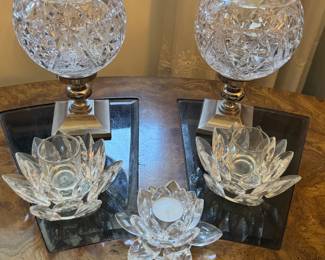 Crystal candle holders.