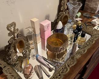 Vintage ormolu dresser set