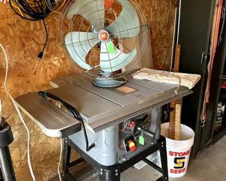 Performax table saw, vintage GE osculating fan