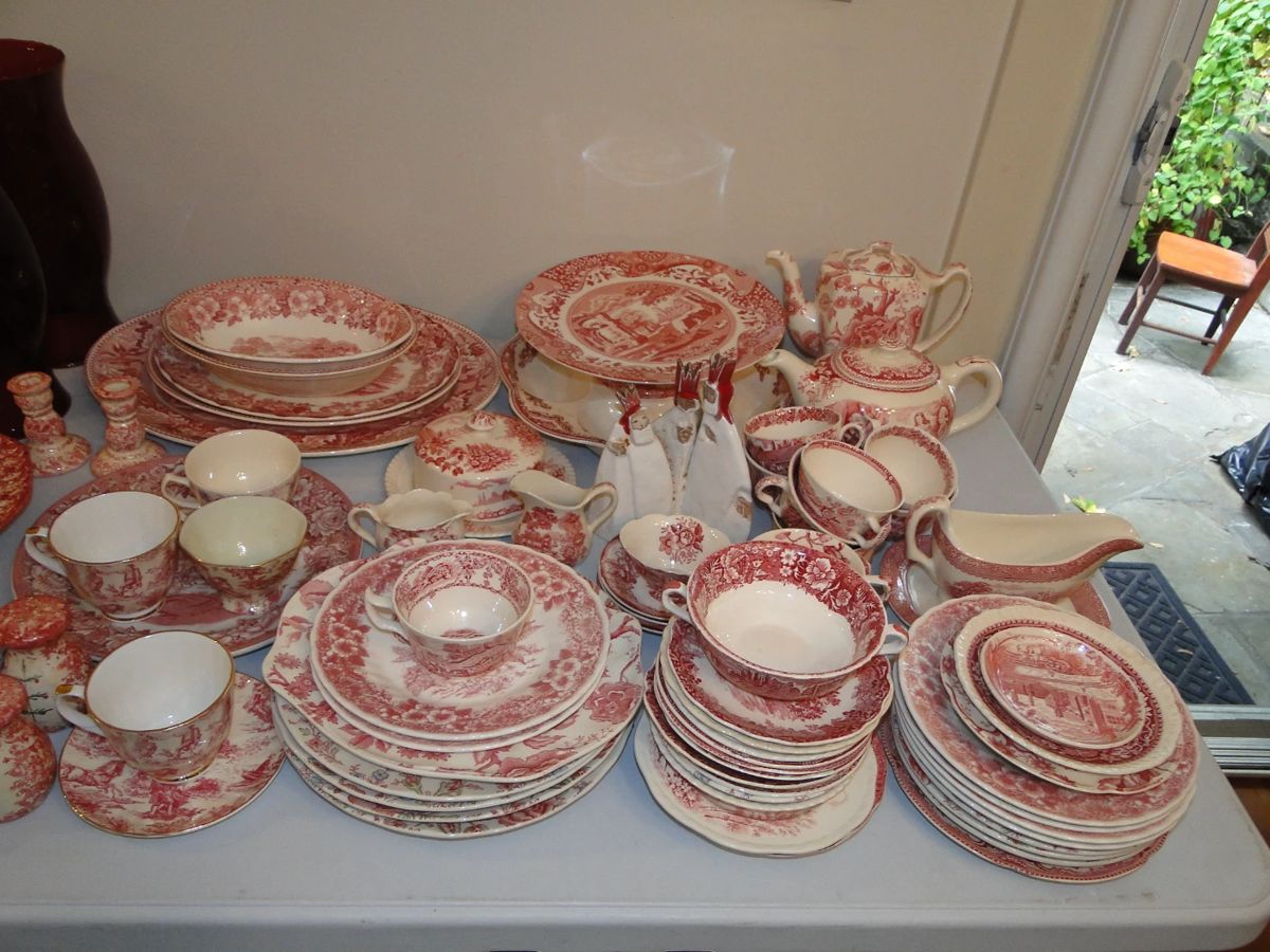 Pink & White Transferware - Vintage and Newer