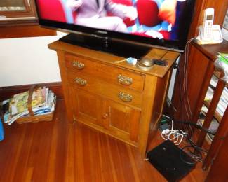 Oak Cabinet used as tv stand