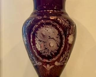 Ruby Red Bohemia Glass Vase