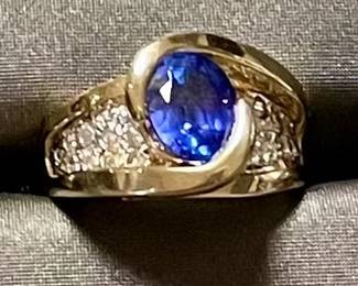 14k Tanzanite Diamond Bridge Ring
