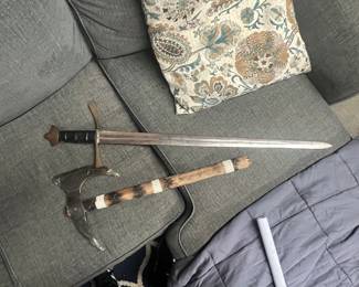 Sword and hand forged ax