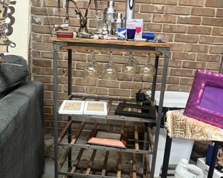 Wine rack and various bar items