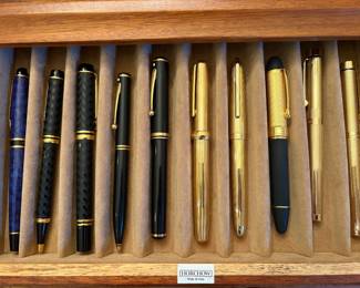 Horchow pin case along with fountain pens by: Watermark, Schaefer, Ted Larus - Paris, Fendi