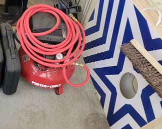 Air compressor, corn hole - they are not one in the same!