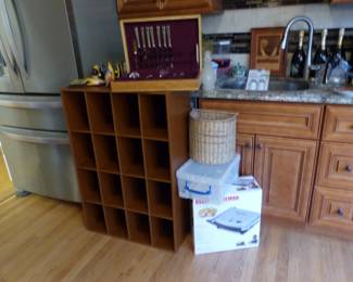 Kitchenware, silverplate flatware, shoe holder