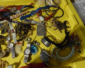 Costume jewelry & many watches