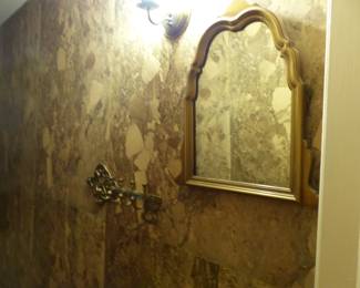 Decorative mirror, brass key holder