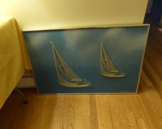 Framed sailboat string art