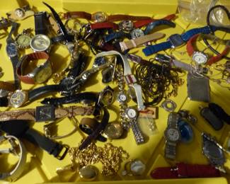 Costume jewelry & many watches
