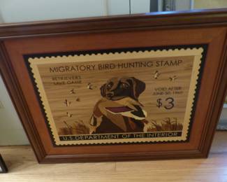 Hudson River marquetry inlay framed picture