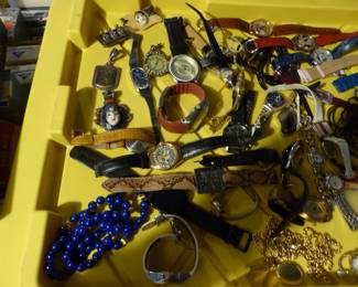 Costume jewelry & many watches