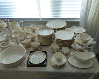 Everything on table is Lenox including Lenox Laurent dinnerware set, Lenox fruit plates & Lenox serving pieces 