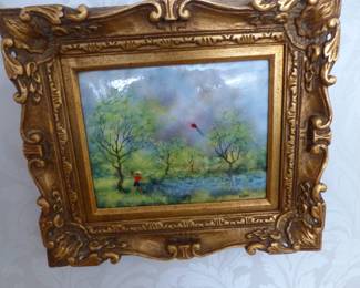 Enamel on copper paintings signed by David Karp