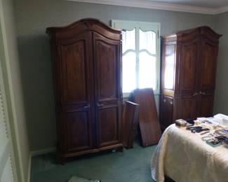 Pair of Karges armoires with bridge desk