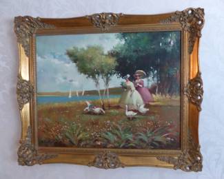 Oil painting signed by Joan Giralt Lerin