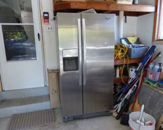 Stainless side by side refrigerator, garage items