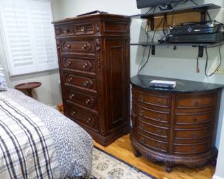 Tall chest, demilune marble top chest