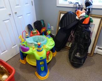 Baby activity center, golf clubs