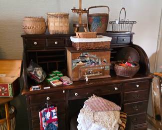 Roll Top Desk , Ottoman , Baskets