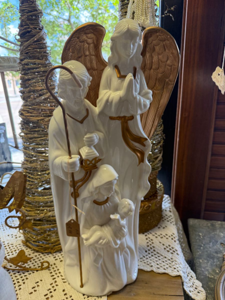 Ceramic Nativity with gold touches 