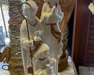 Ceramic Nativity with gold touches 