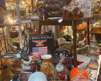 Duck lamp, turkey decor, pumpkinds, books and more