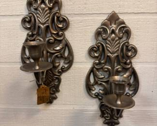 Pair of beautiful Pewter Sconces with beautiful detail