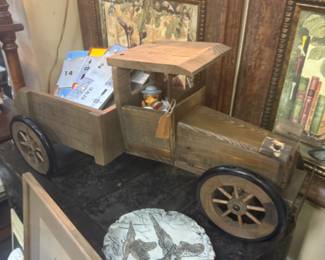 Vintage wood truck, framed art