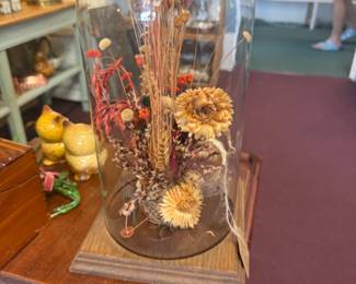 Dried floral cloche arrangement