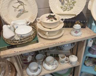 Beautiful bird plates, cups and saucers