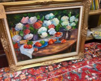 Gorgeous oil of peaches and flowers