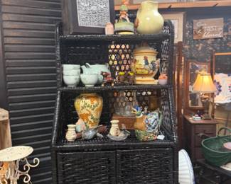 vintage pottery, metal candlesticks, pitchers